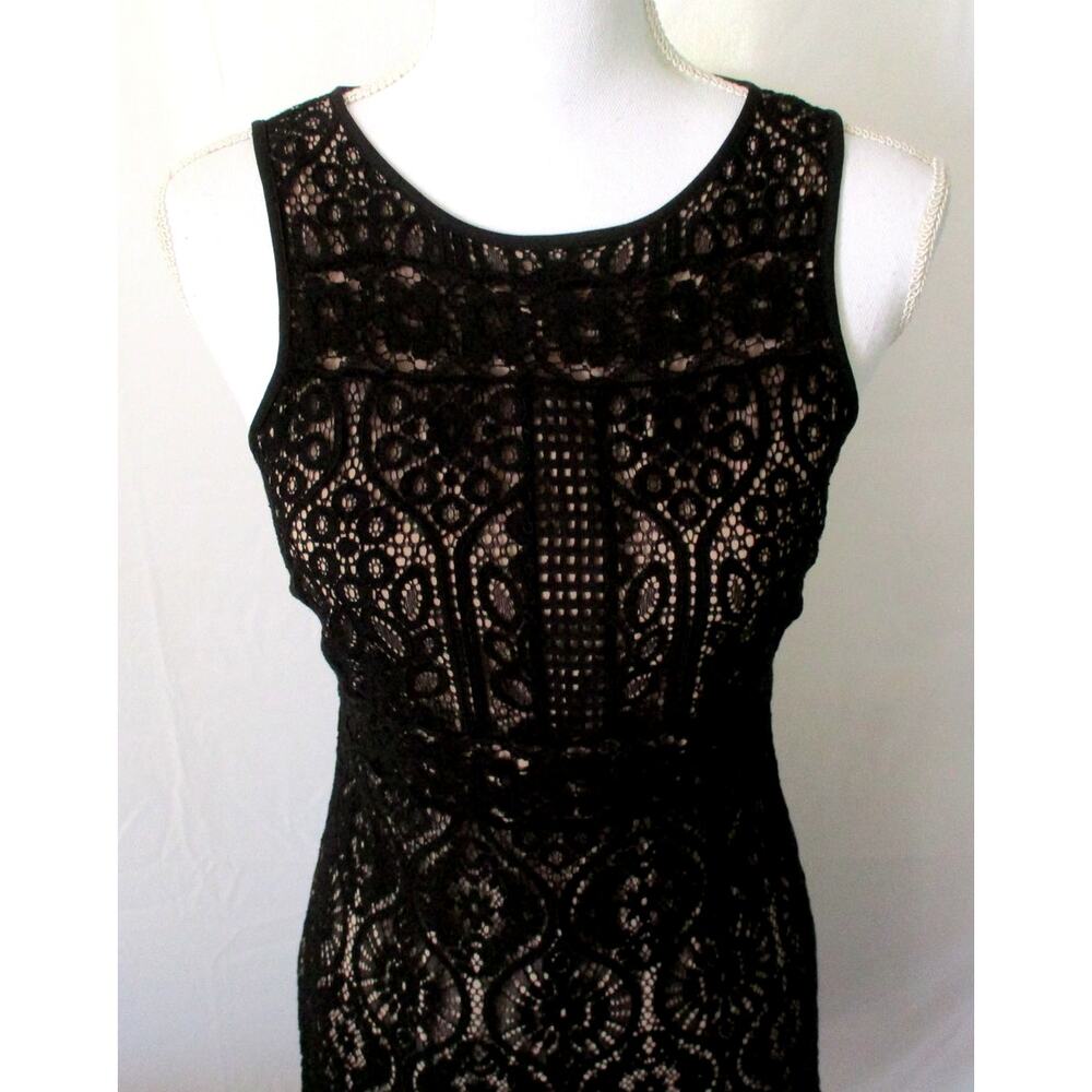 Loft Women's Petite Black Lace Sleeveless Lined Zip Back Dress Size 4P - Picture 2 of 9